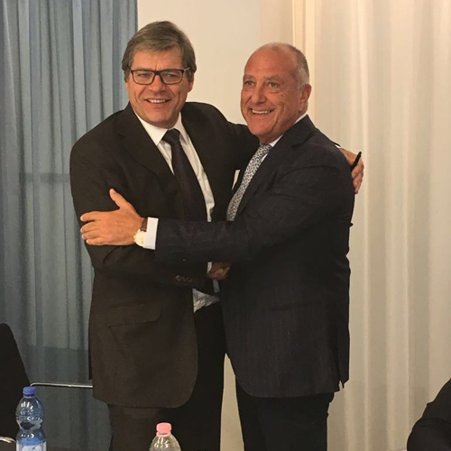 Thierry Chapusot, Presidente di La Coopérative Welcoop e Mario Mariani, Presidente e AD InFarma e Pharmagest Italia